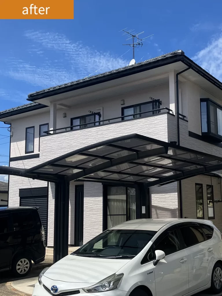 守山市 外壁塗装 アステックペイント シリコンREVO1000-IR ローズグレイ ベビーピンク 施工後